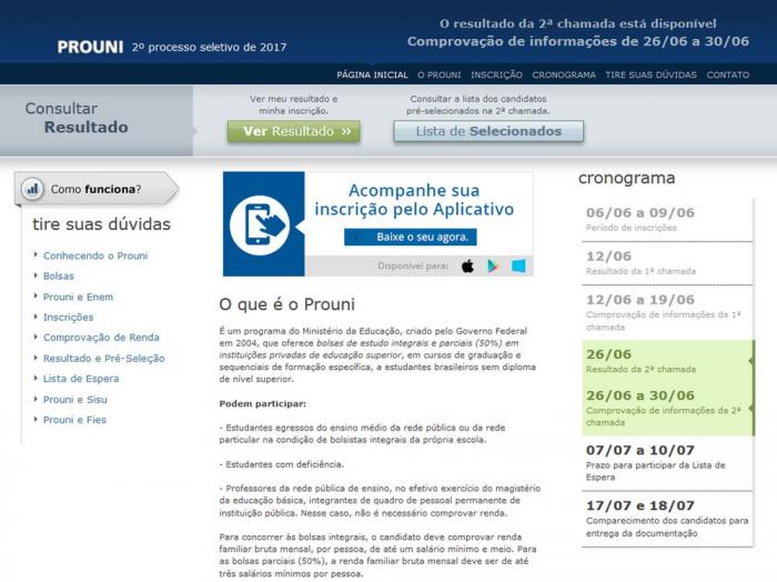 Ministério da Educação divulga resultado da segunda chamada do ProUni
