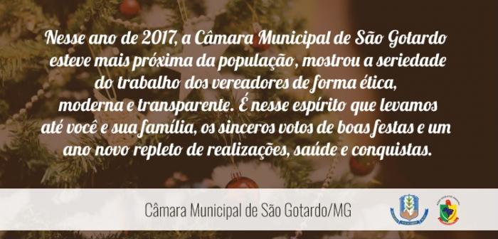 Câmara Municipal de São Gotardo deseja a toda população, Feliz Natal e um ótimo Ano Novo !
