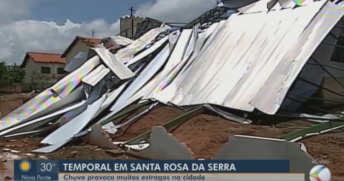 Chuva e ventos fortes causam estragos em hospital e escola em Santa Rosa da Serra