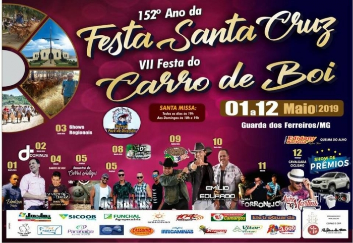 Vem aí: 152ª Festa em Exaltação a Santa Cruz e da VII Festa do Carro de Boi em Guarda dos Ferreiros